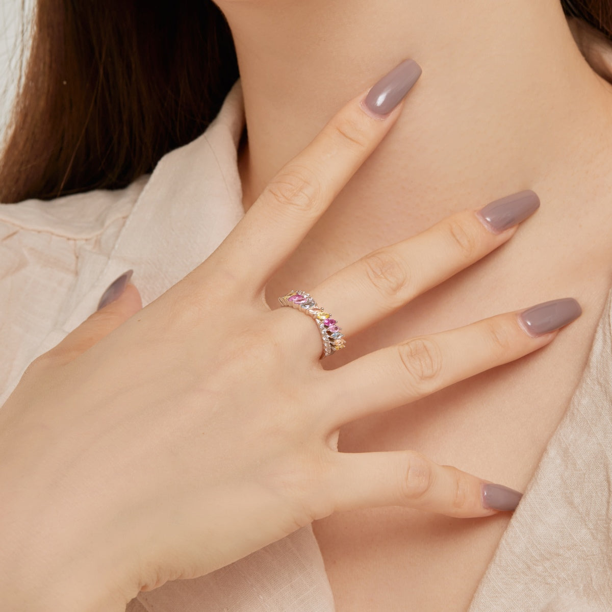 [ELAN LUXE]Unique Colorful Marquise Cut Daily Ring