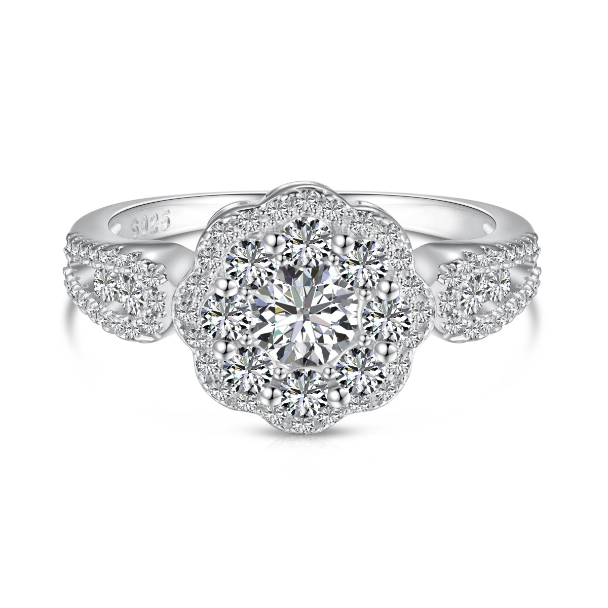 [ELAN LUXE]Delicate Colorful Round Cut Flower Shape Wedding Ring