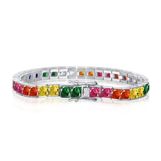 [ELAN LUXE]Radiant Colorful Princess Cut Tennis Bracelet