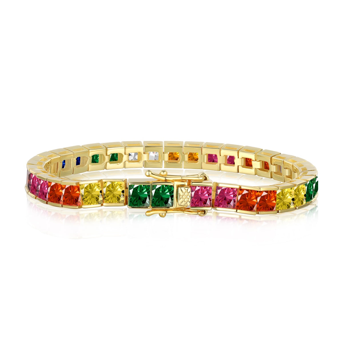 [ELAN LUXE]Radiant Colorful Princess Cut Tennis Bracelet