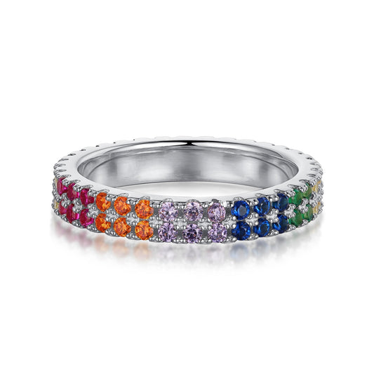 [ELAN LUXE]Unique Colorful Round Cut Tennis Ring
