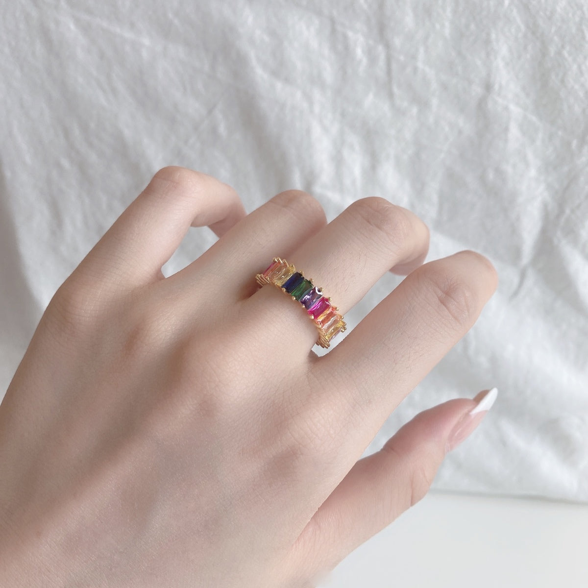 [ELAN LUXE]Unique Colorful Radiant Cut RIng