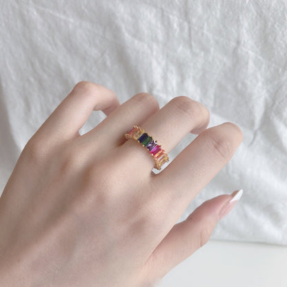 [ELAN LUXE]Unique Colorful Radiant Cut RIng