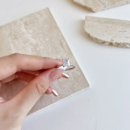 [ELAN LUXE]2.0 Carat Dazzling Sparkling Radiant Cut Party Ring