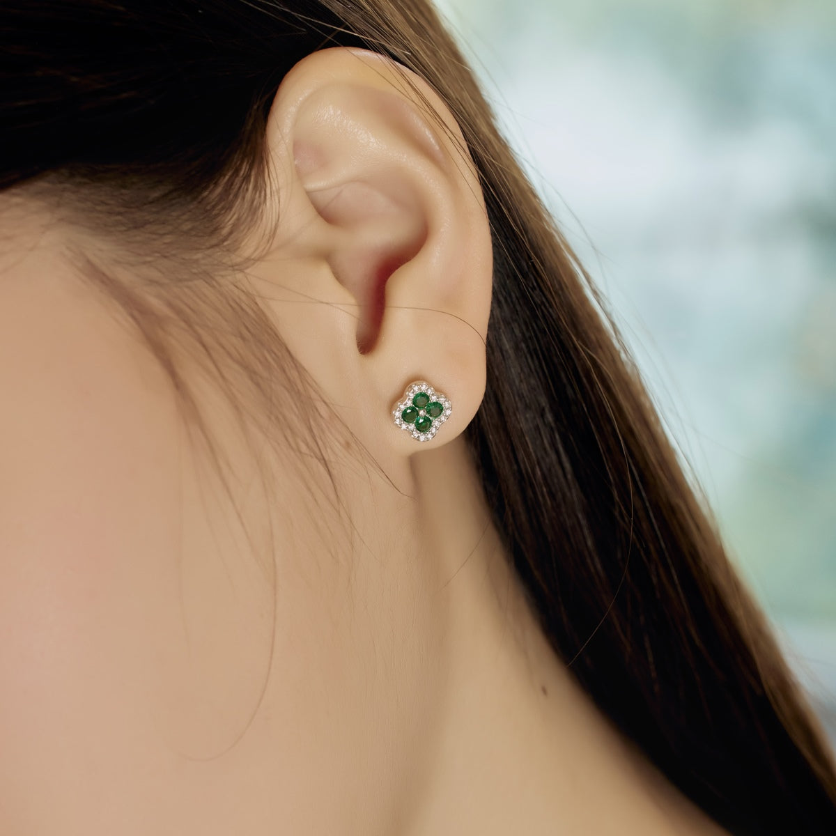 [ELAN LUXE]Four-Leaf Clover Flower Shaped Earrings