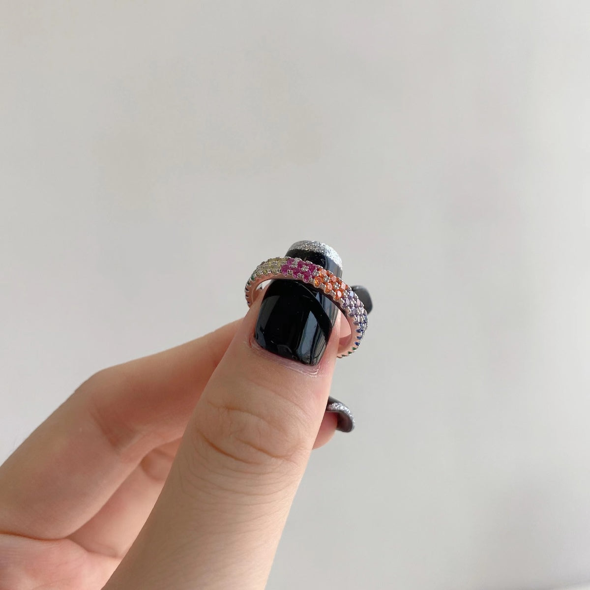 [ELAN LUXE]Unique Colorful Round Cut Tennis Ring