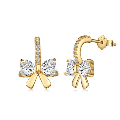 [ELAN LUXE]Exquisite Earrings With Heart-Shaped Bow Design