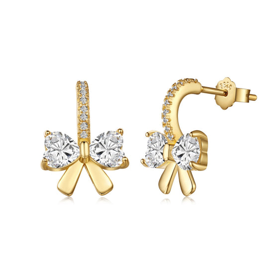 [ELAN LUXE]Exquisite Earrings With Heart-Shaped Bow Design