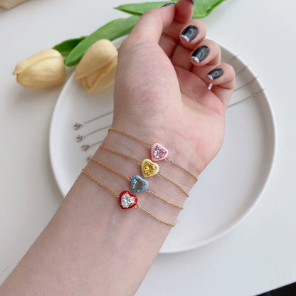 [ELAN LUXE]Sparkling Romantic Heart Shape Lover Bracelet