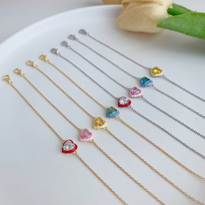 [ELAN LUXE]Sparkling Romantic Heart Shape Lover Bracelet