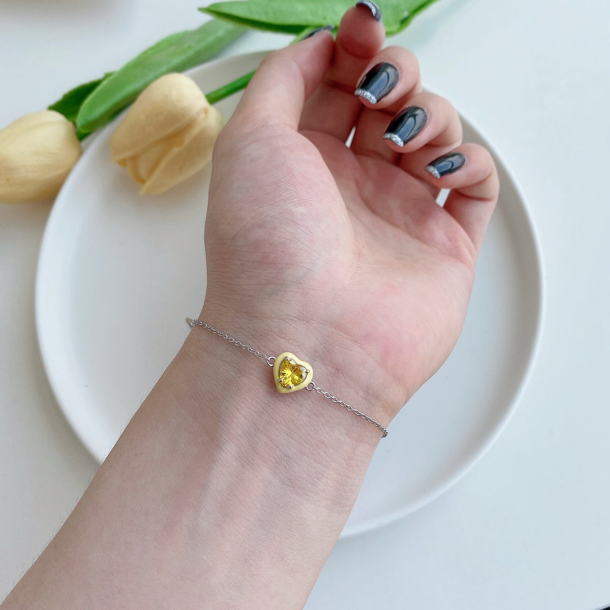 [ELAN LUXE]Sparkling Romantic Heart Shape Lover Bracelet