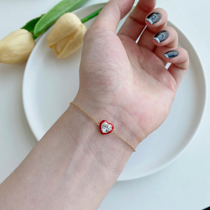 [ELAN LUXE]Sparkling Romantic Heart Shape Lover Bracelet