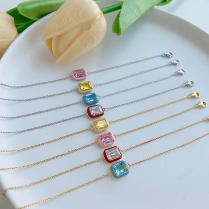 [ELAN LUXE]2.0 Carat Sparkling Colorful Emerald Cut Daily Bracelet