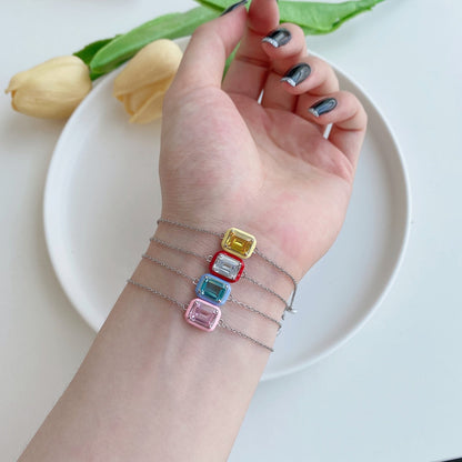 [ELAN LUXE]2.0 Carat Sparkling Colorful Emerald Cut Daily Bracelet