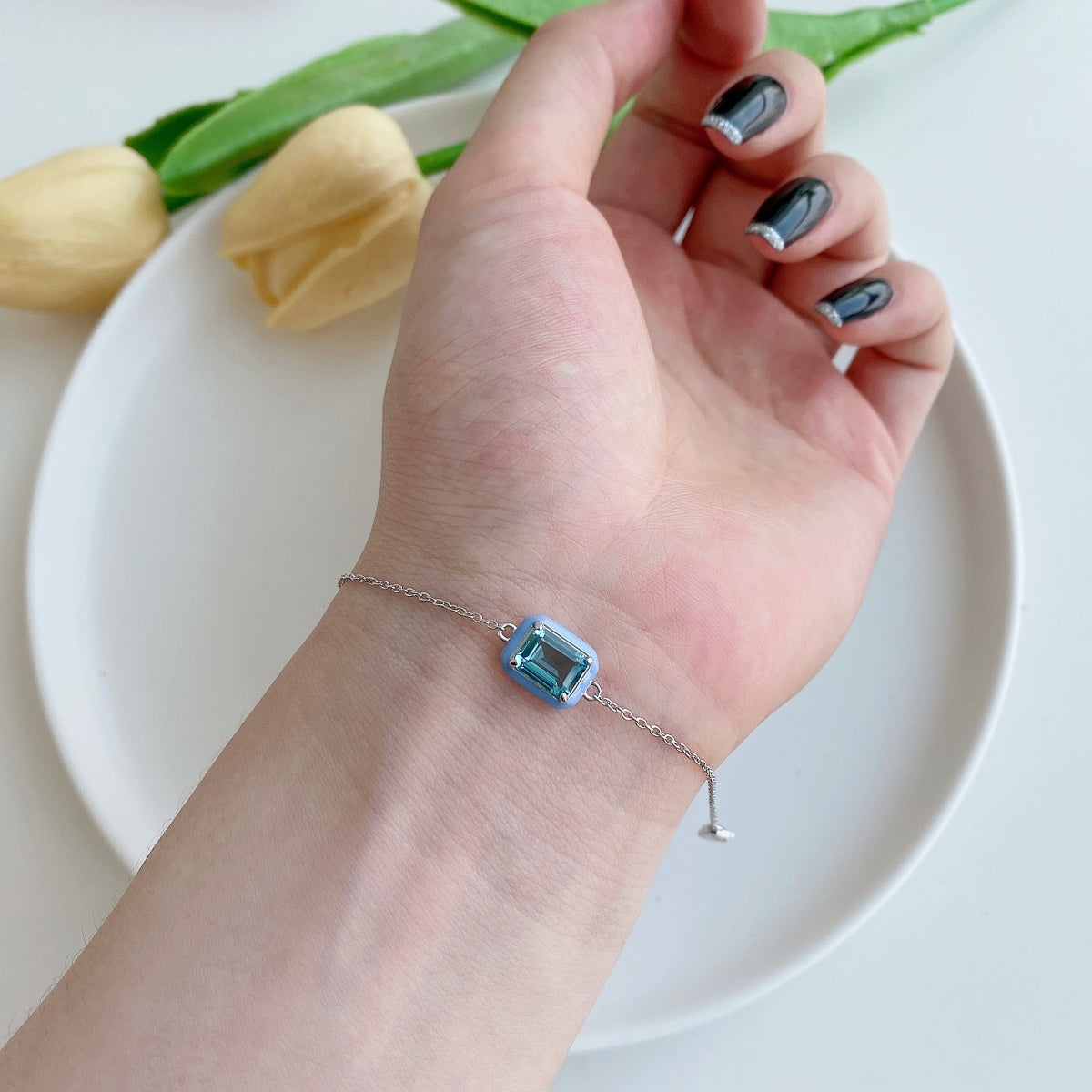 [ELAN LUXE]2.0 Carat Sparkling Colorful Emerald Cut Daily Bracelet