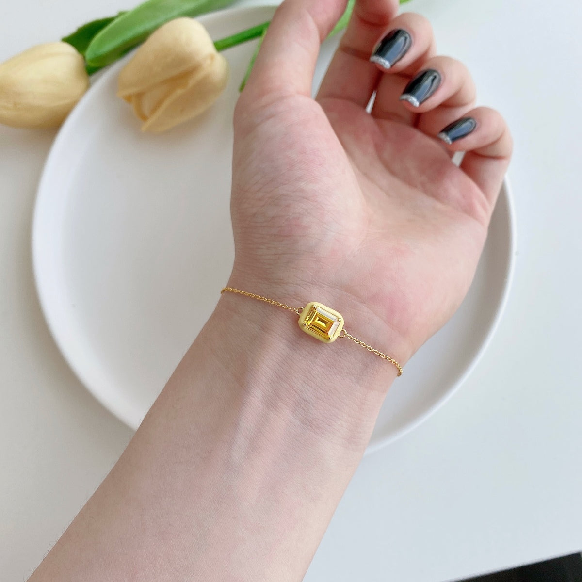 [ELAN LUXE]2.0 Carat Sparkling Colorful Emerald Cut Daily Bracelet