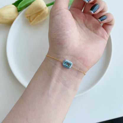 [ELAN LUXE]2.0 Carat Sparkling Colorful Emerald Cut Daily Bracelet
