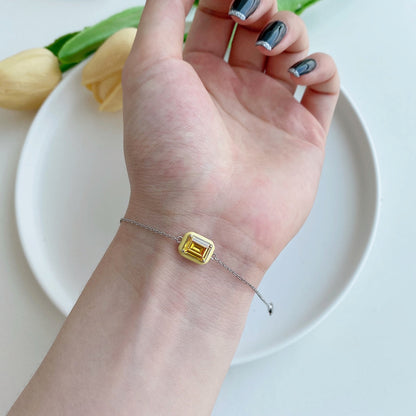 [ELAN LUXE]2.0 Carat Sparkling Colorful Emerald Cut Daily Bracelet