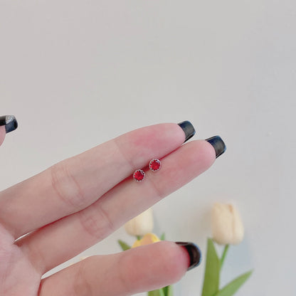 [ELAN LUXE]Sparkling Colorful Round Shape Earrings