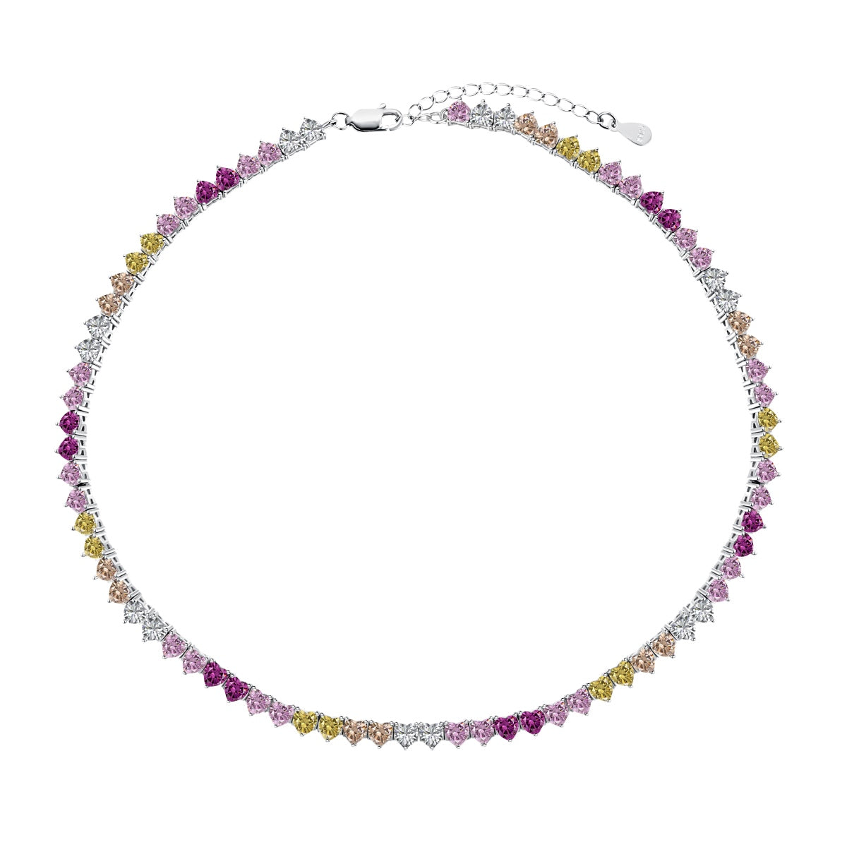 [ELAN LUXE]Sparkling Colorful Full Heart Tennis Necklace