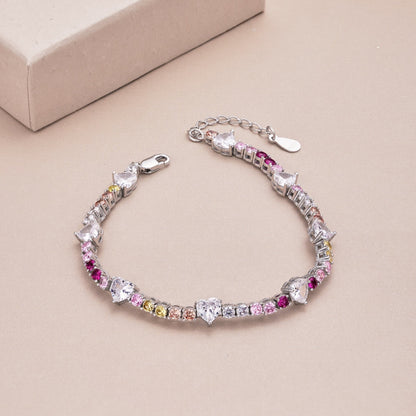 [ELAN LUXE]Romantic Heart Shape Round Cut Lover Bracelet