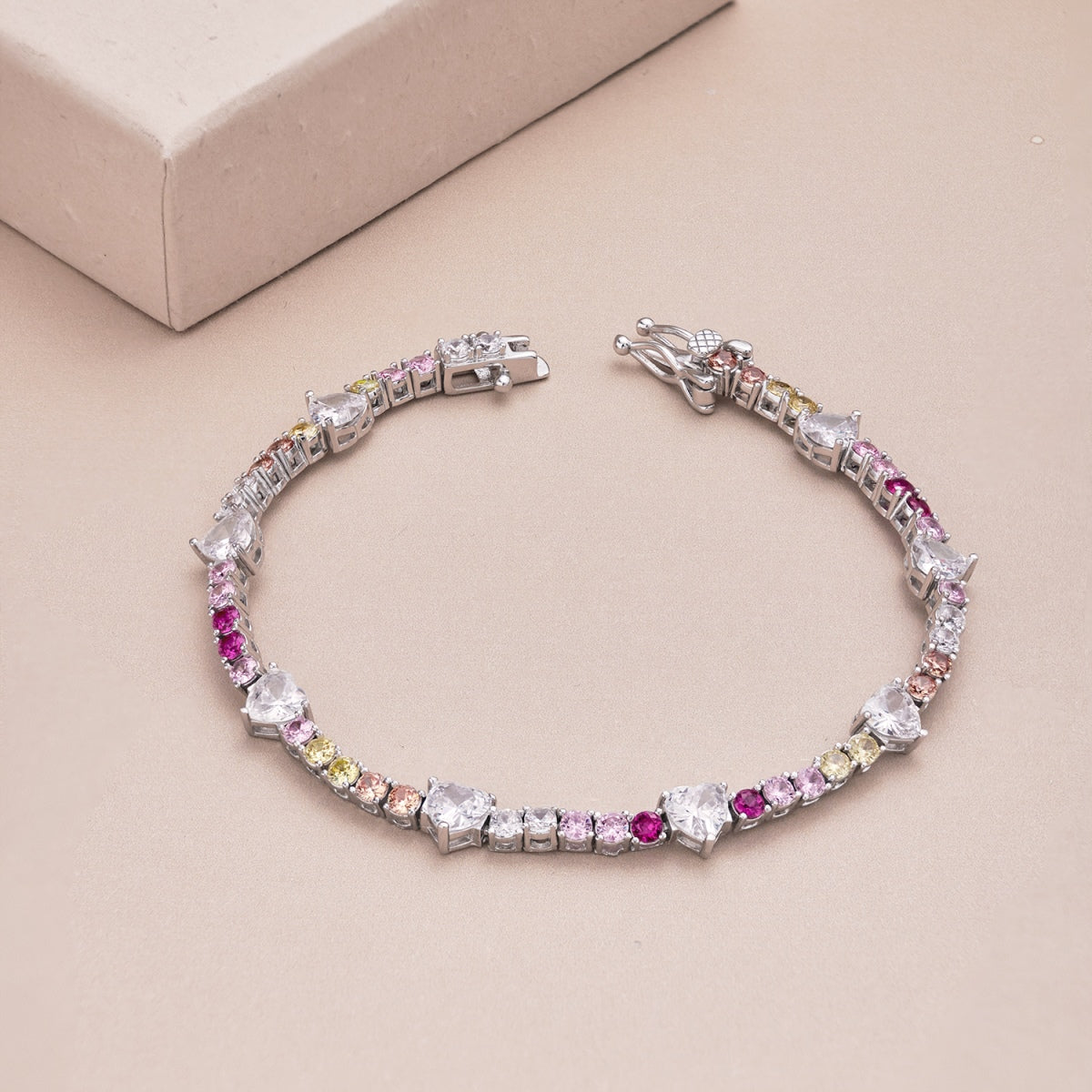 [ELAN LUXE]Romantic Heart Shape Round Cut Lover Bracelet