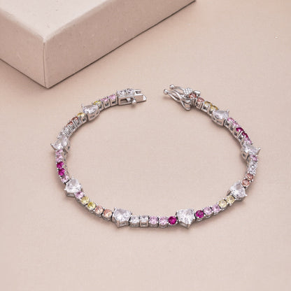 [ELAN LUXE]Romantic Heart Shape Round Cut Lover Bracelet