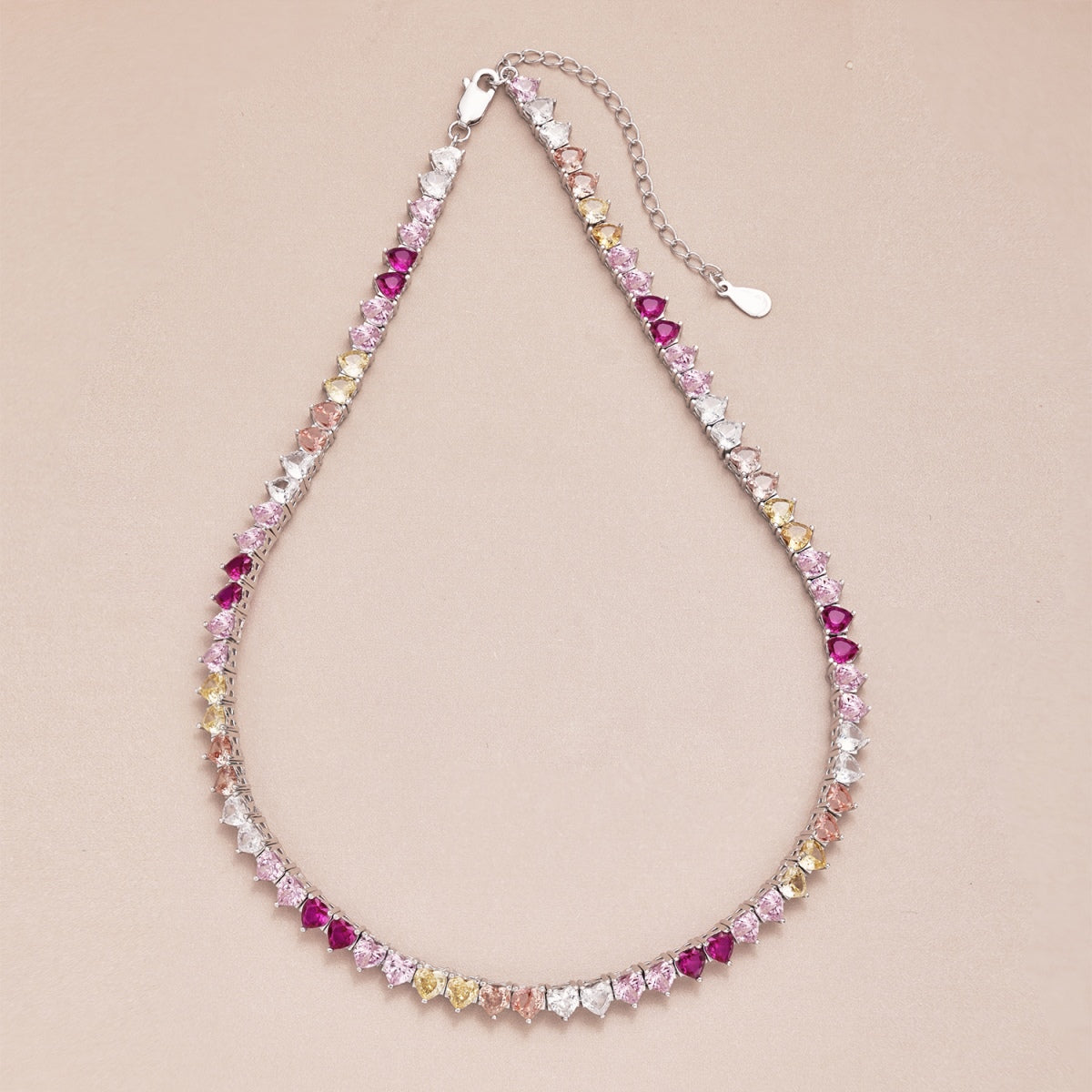[ELAN LUXE]Sparkling Colorful Full Heart Tennis Necklace