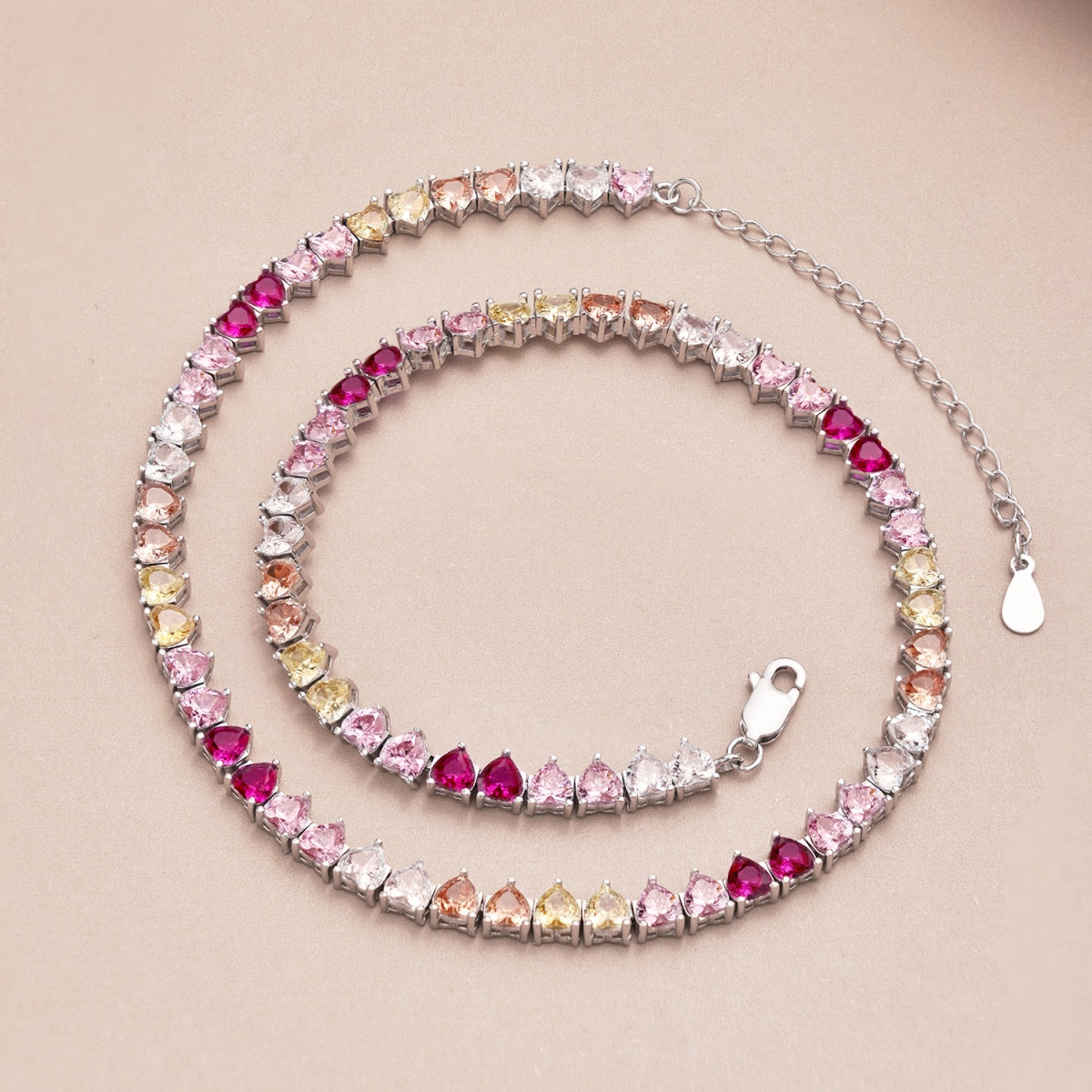 [ELAN LUXE]Sparkling Colorful Full Heart Tennis Necklace