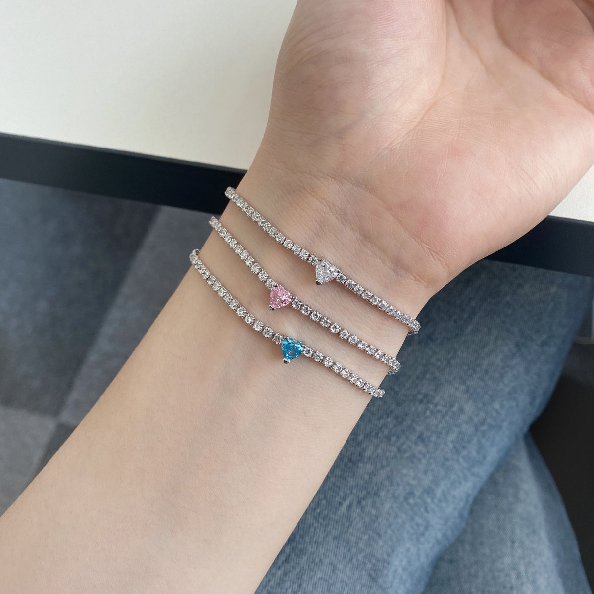[ELAN LUXE]0.5 Carat Elegant Romantic Heart Shape Lover Bracelet