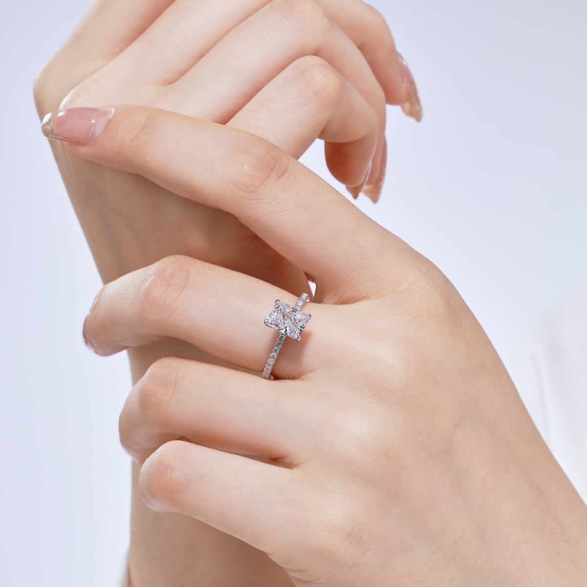 [ELAN LUXE]2.0 Carat Dazzling Sparkling Radiant Cut Party Ring