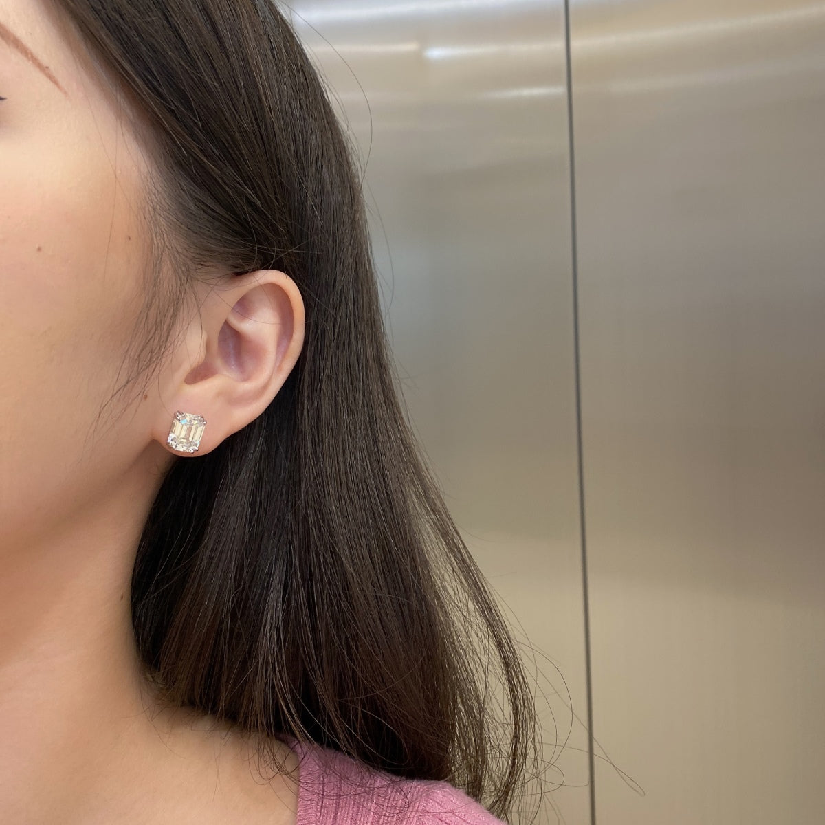 [ELAN LUXE]Dazzling Square Shape Earrings