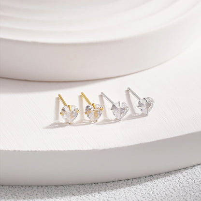 [ELAN LUXE]Sparkling Heart Shaped Simple Earrings