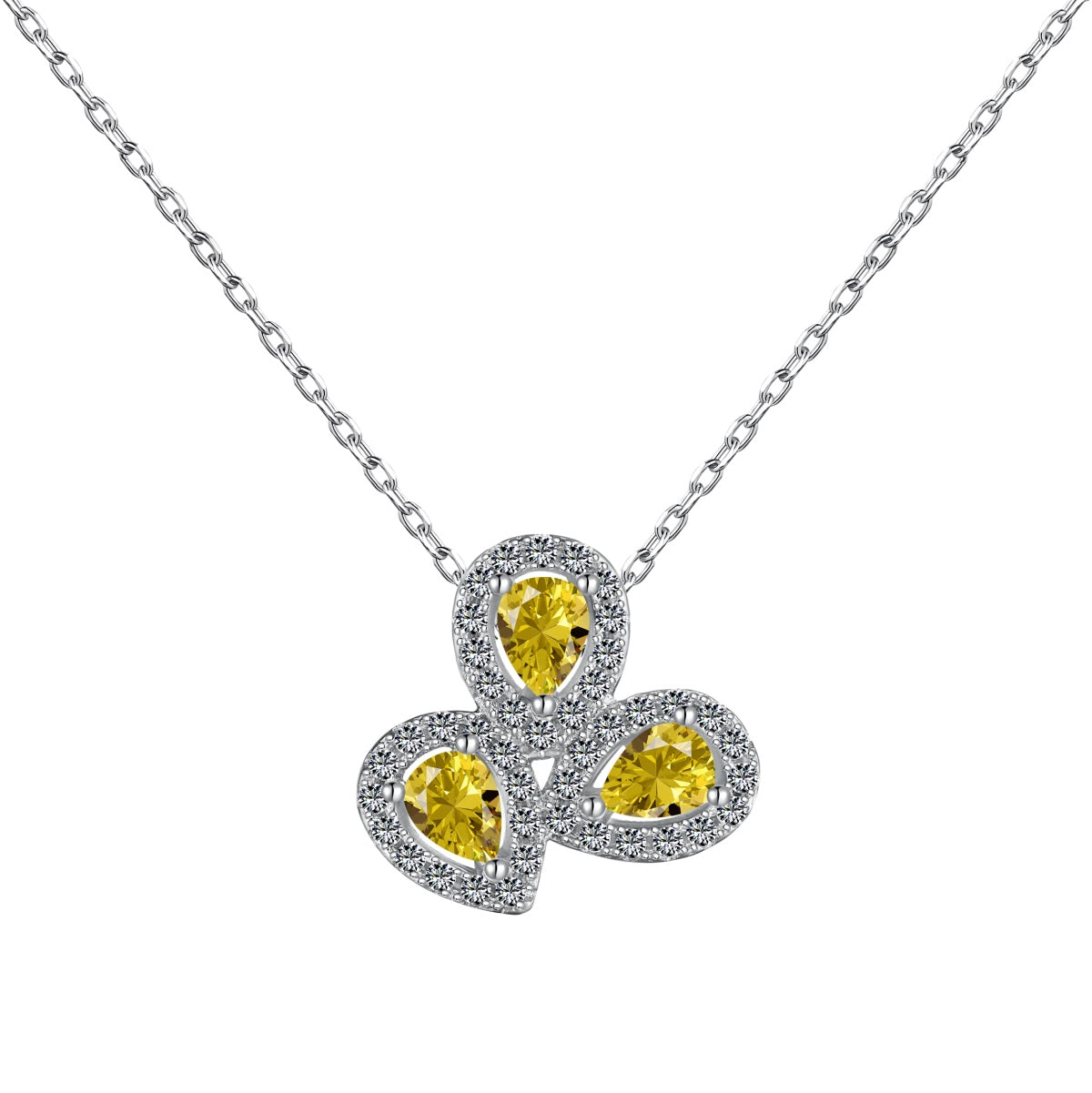 [ELAN LUXE]Elegant Flower Shape Pear Cut Necklace
