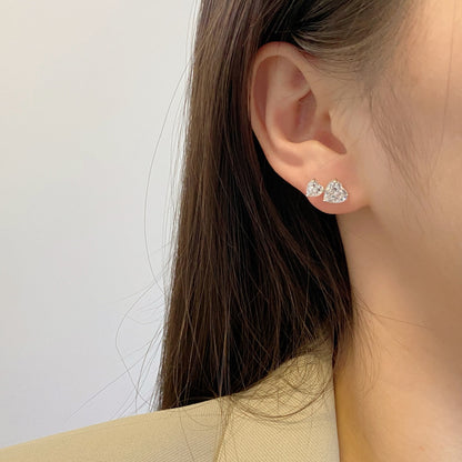 [ELAN LUXE]Double Heart-Shape Classic Princess Style Earrings