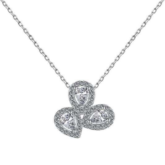 [ELAN LUXE]Elegant Flower Shape Pear Cut Necklace