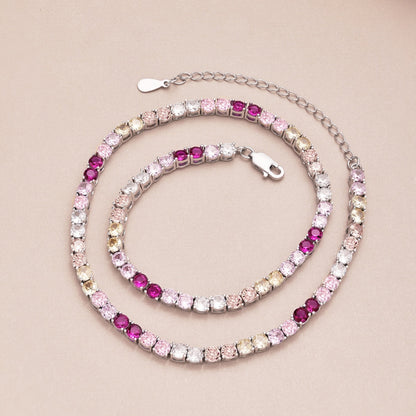 [ELAN LUXE]Delicate Colorful Tennis Necklace
