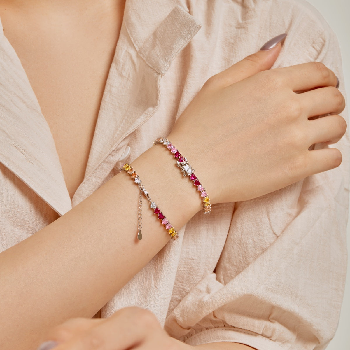 [ELAN LUXE]Luxurious Colorful Romantic Heart Shape Lover Bracelet