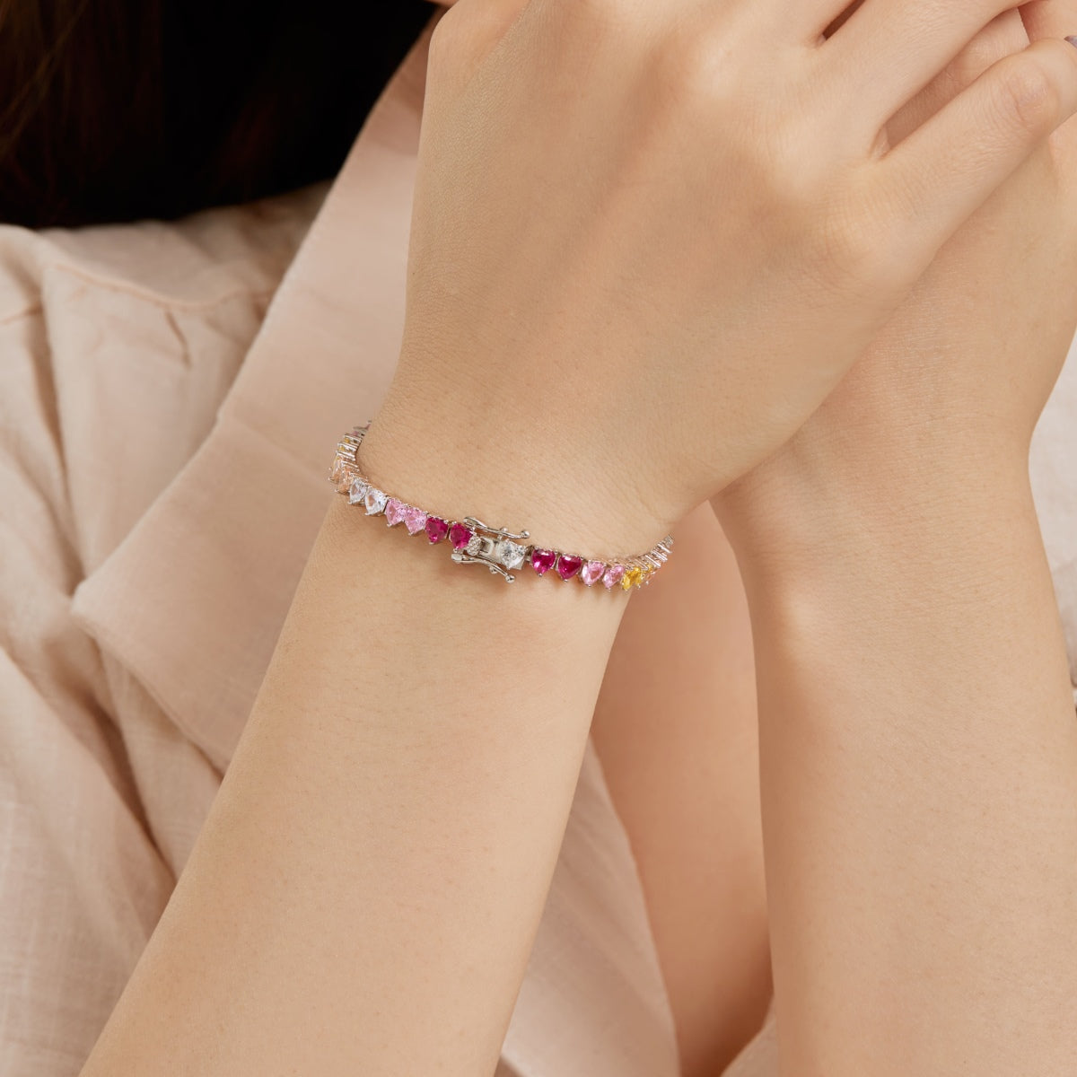 [ELAN LUXE]Luxurious Colorful Romantic Heart Shape Lover Bracelet