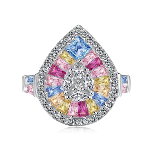 [ELAN LUXE]Elegant Colorful Water Drop Shape Banquet Ring