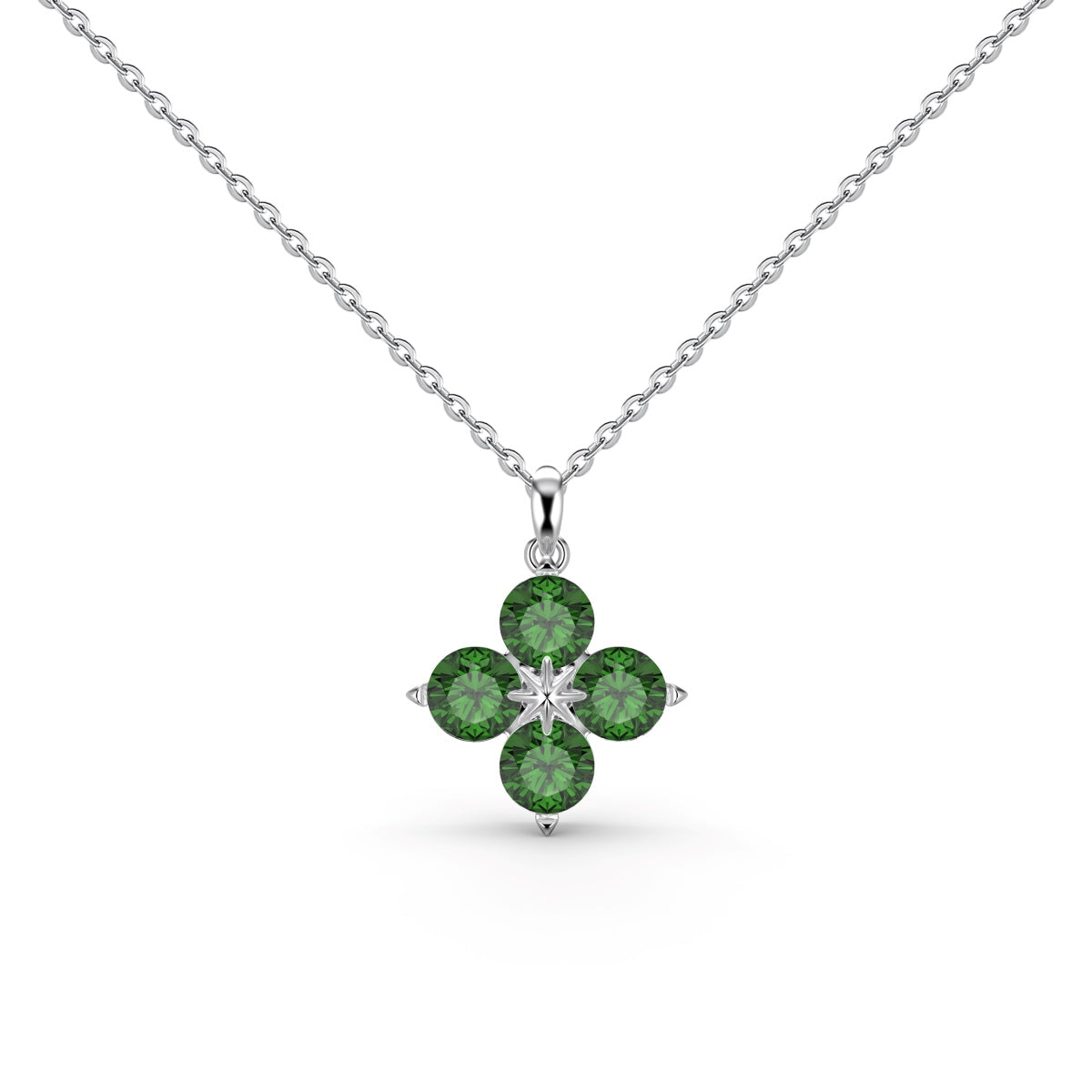 [ELAN LUXE]Four-Leaf Clover And Eight-Pointed Star Necklace