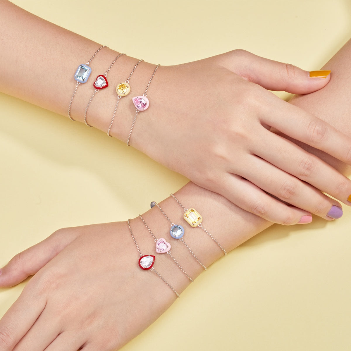[ELAN LUXE]2.0 Carat Sparkling Colorful Emerald Cut Daily Bracelet