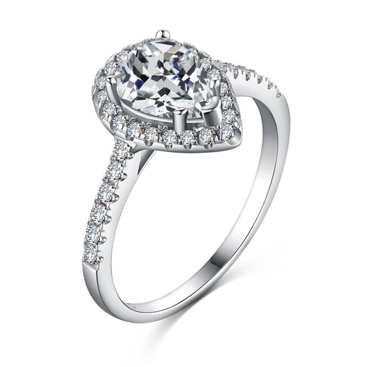 [ELAN LUXE]1.0 Carat Luxurious Resplendent Water Drop Shape Wedding Ring