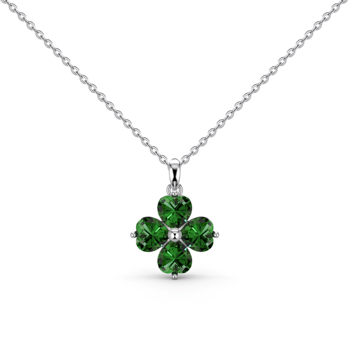 [ELAN LUXE]Heart-Shaped Four-Leaf Clover Bead Necklace