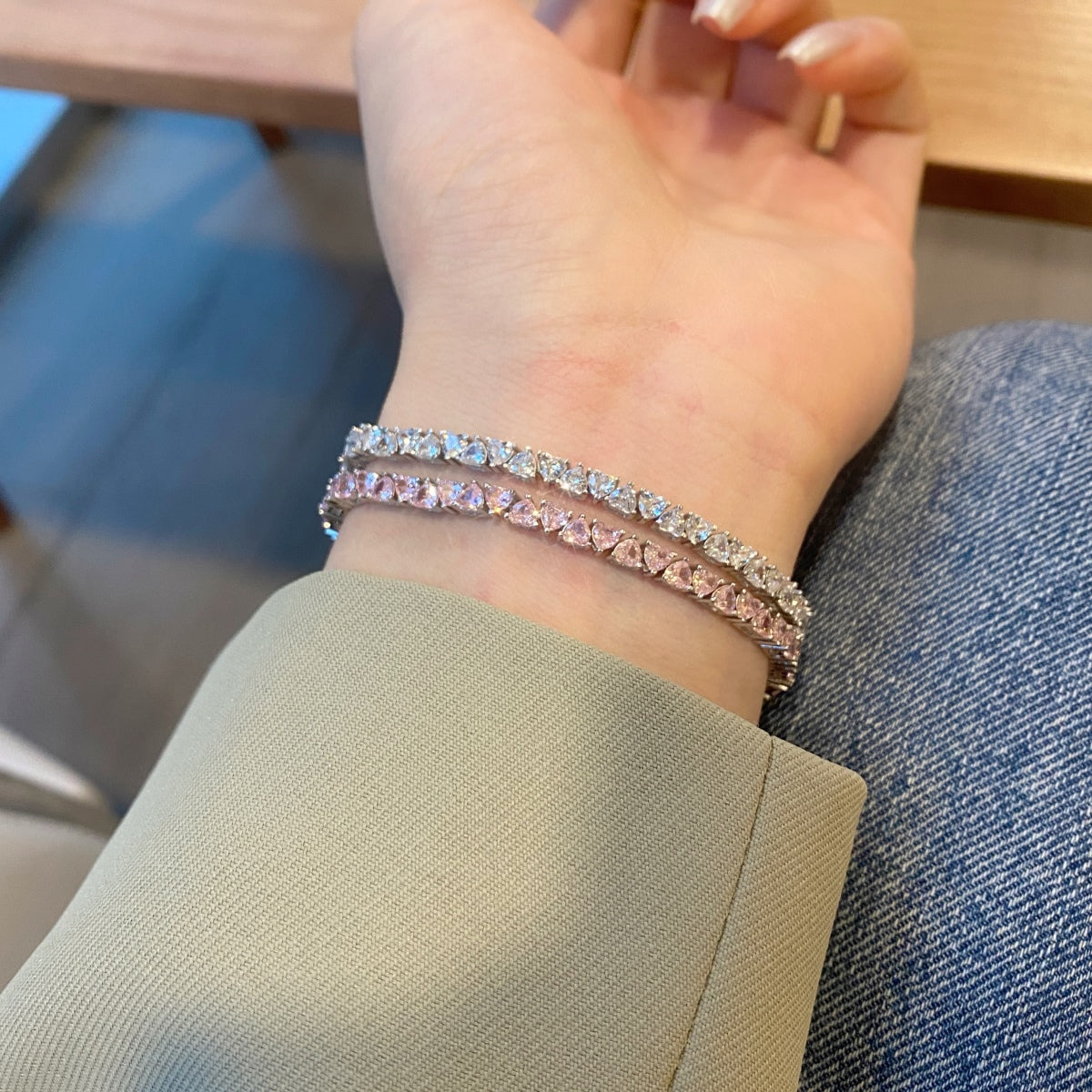 [ELAN LUXE]Dazzling Romantic Heart Shape Lover Bracelet