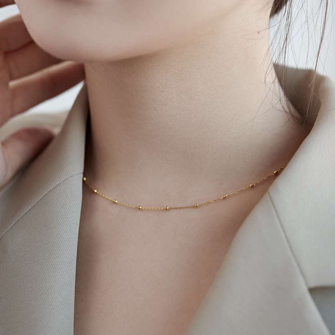 [ELAN LUXE]Small Bead Clavicle Chain Simple Necklace