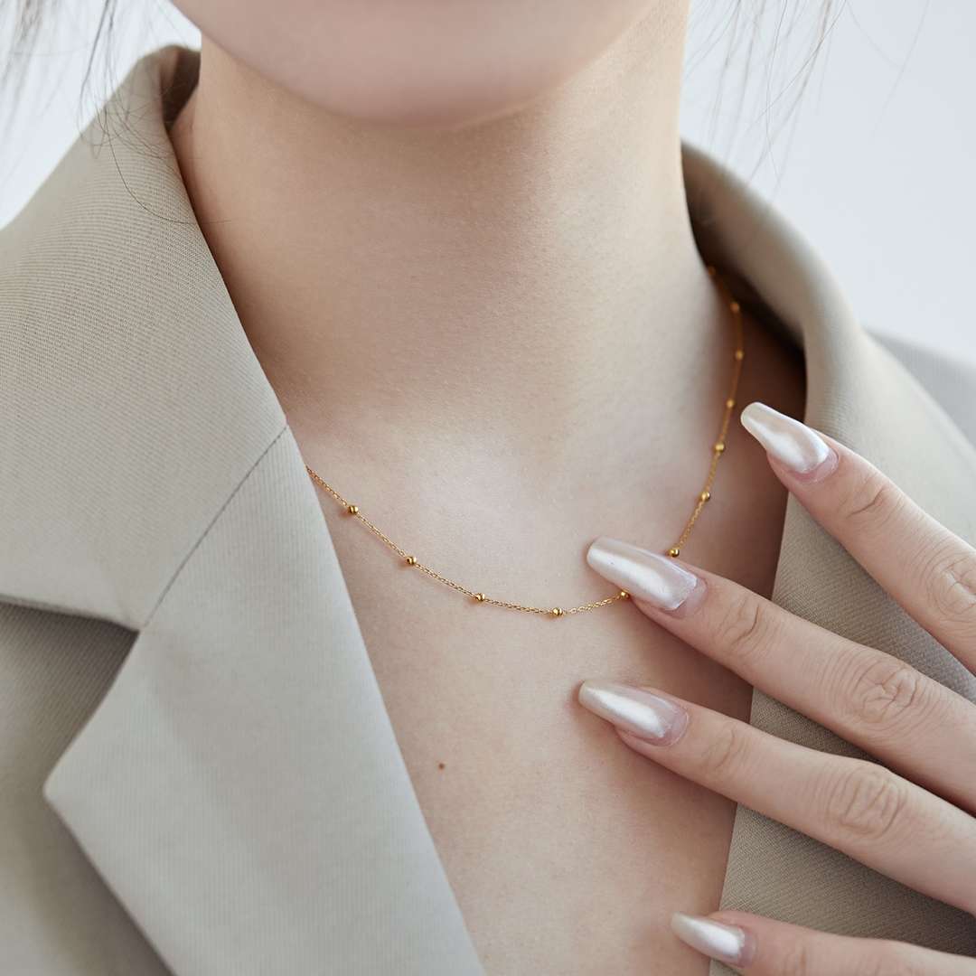 [ELAN LUXE]Small Bead Clavicle Chain Simple Necklace