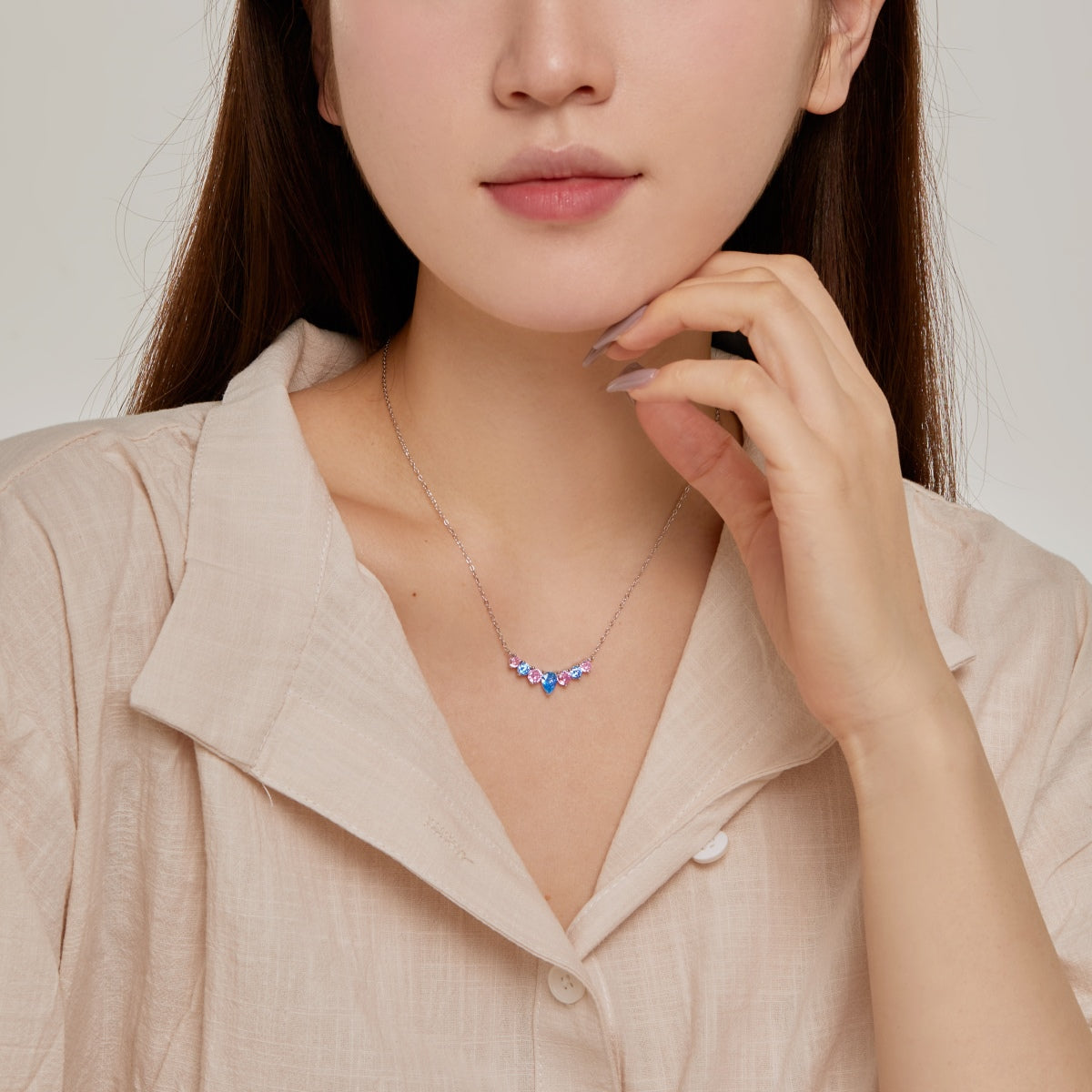 [ELAN LUXE]Dainty Colorful Heart Necklace