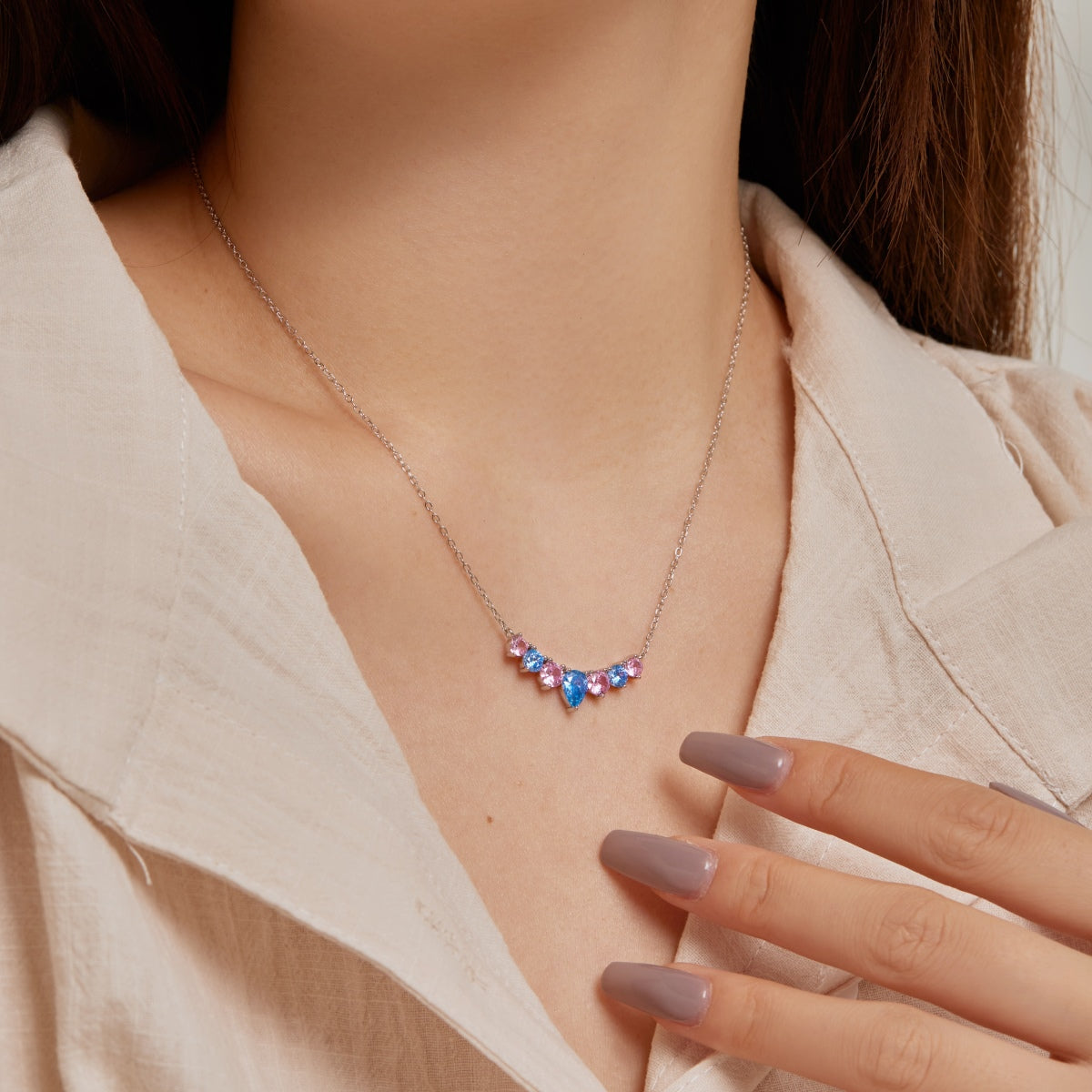 [ELAN LUXE]Dainty Colorful Heart Necklace