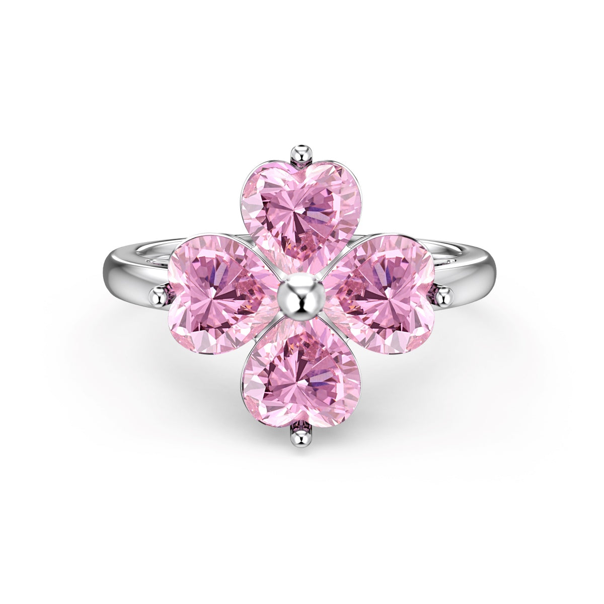 [ELAN LUXE]Heart-shaped Four-Leaf Clover Ball Ring